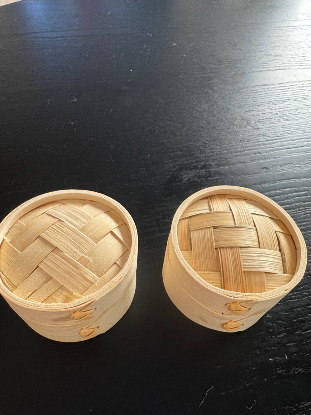 Handwoven Natural Bamboo Trinket Boxes - Set of 2